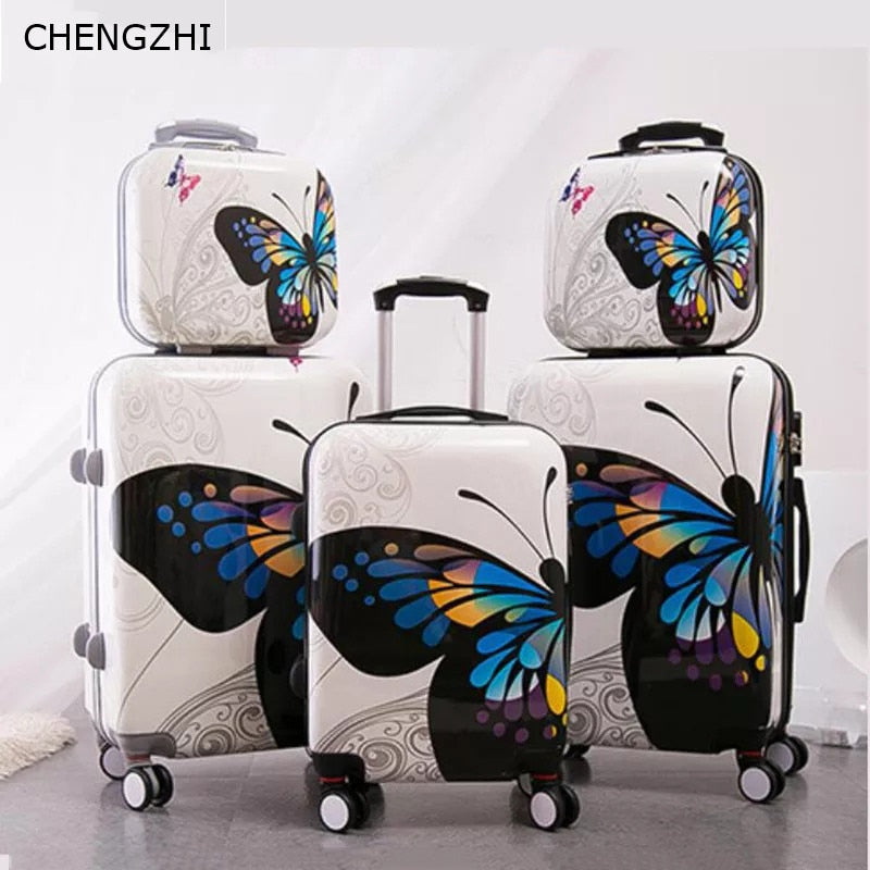 CHENGZHI 20"24Inch Butterfly Rolling Luggage Set