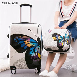 Open image in slideshow, CHENGZHI 20&quot;24Inch Butterfly Rolling Luggage Set
