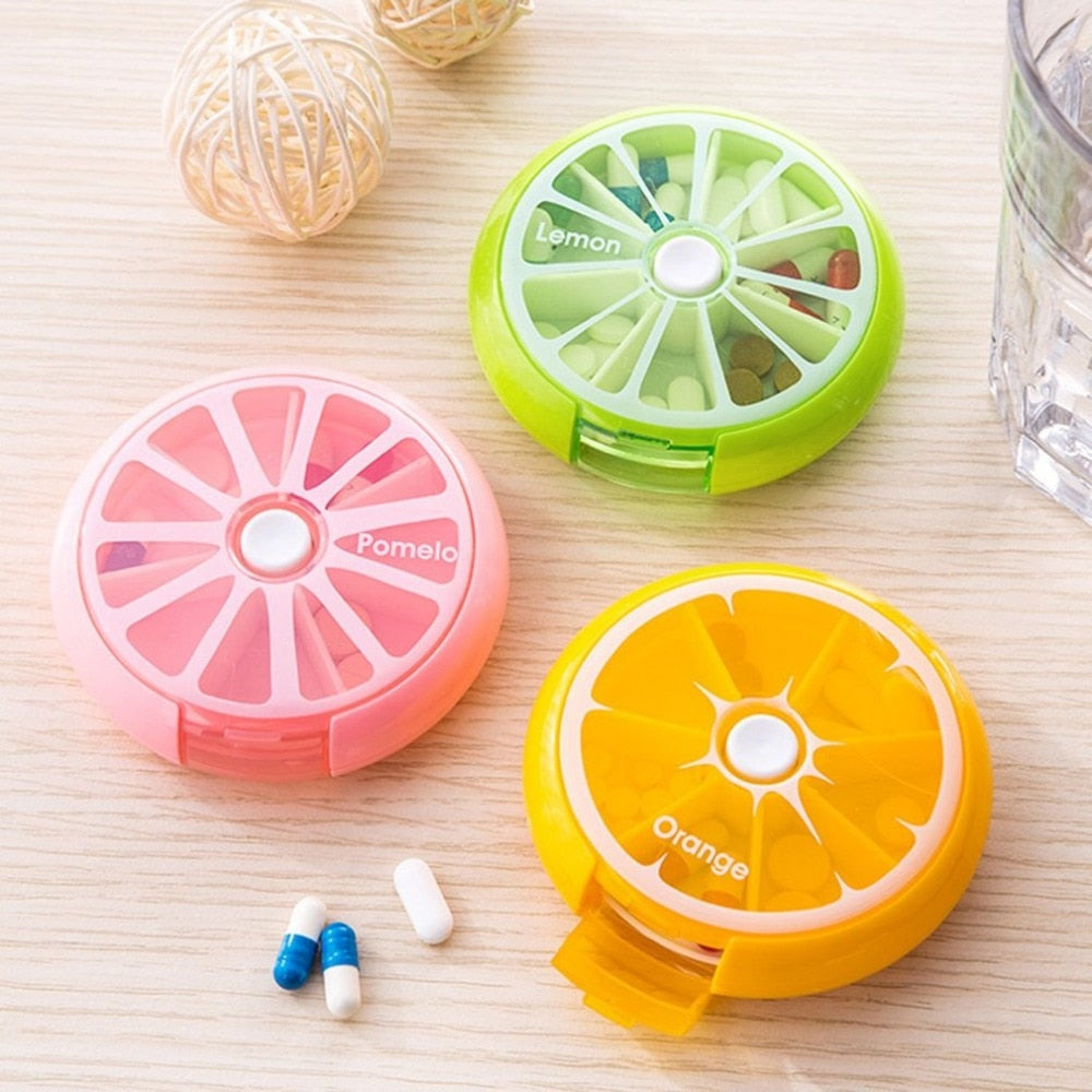 Portable Round Shape Small Medicine Pill Box Portable 7 Days Weekly Travel