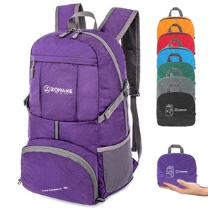 Open image in slideshow, 35L Portable Folding Unisex Backpack Outdoor Sport Bag Rucksack Reflective Stripe Men Hiking Travel Bag for Camping Cycling

