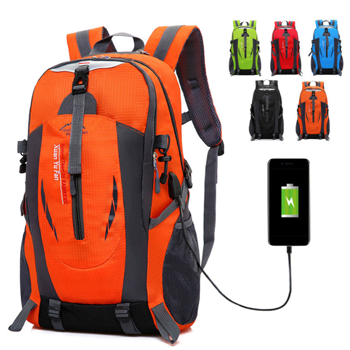 50L Travel Backpack Nylon USB Port Bag