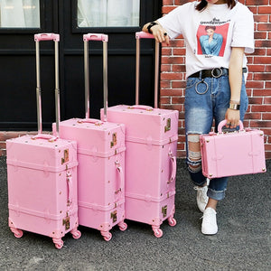 Open image in slideshow, LEINASEN High quality girl PU leather trolley luggage bag set
