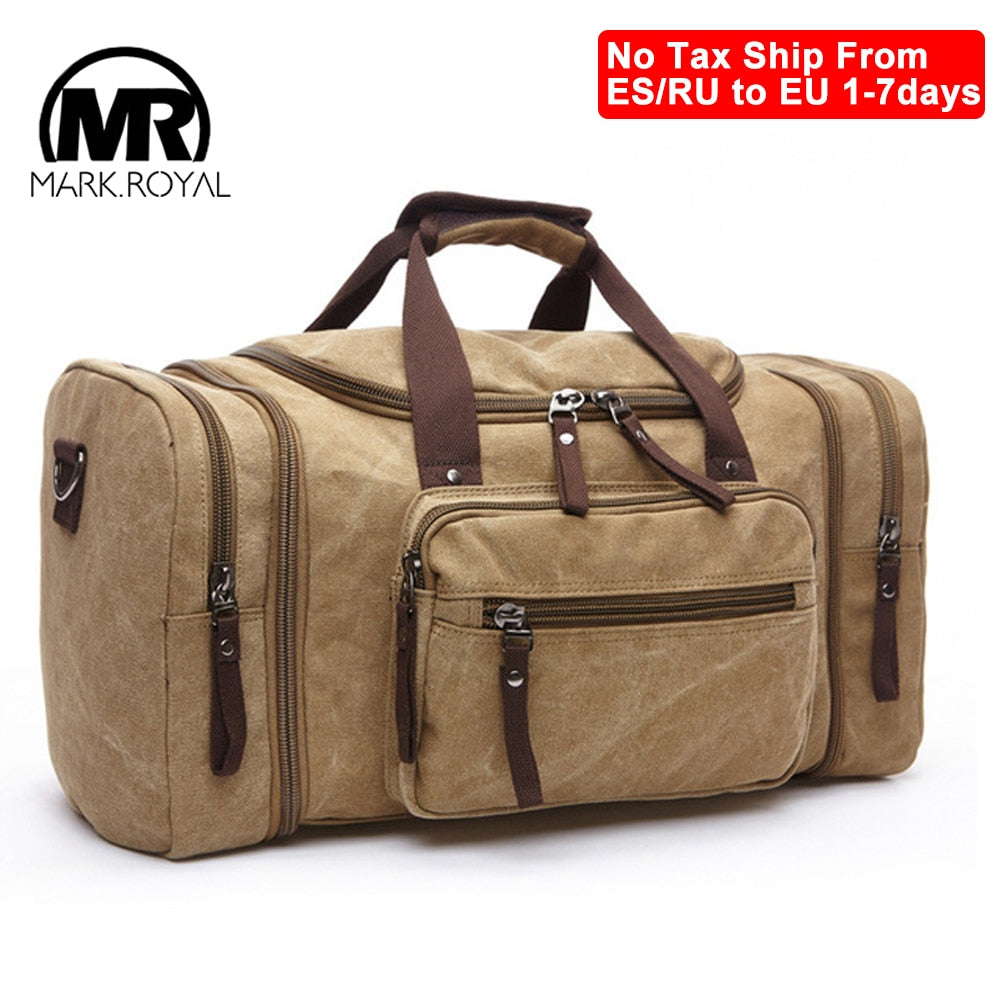 MARKROYAL Mens Canvas Travel Duffel Bag With Large Capacity