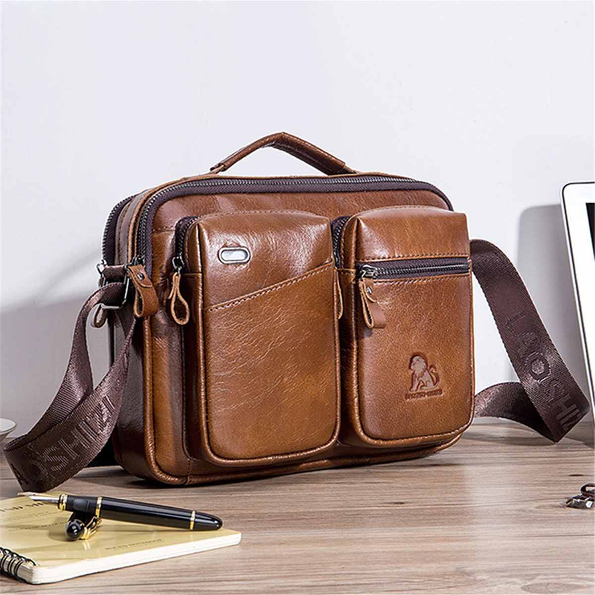 Genuine Leather Travel Men Handbags Briefcase